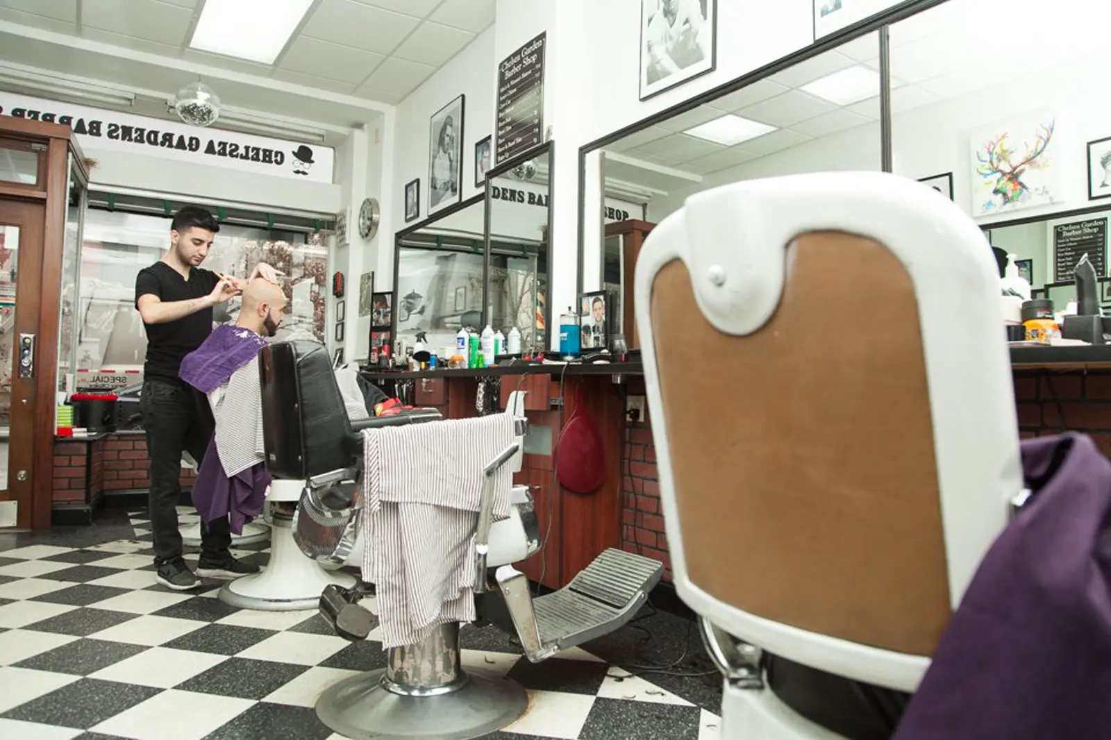 Inside Chelsea Gardens Barber Shop